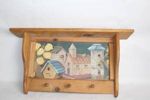 lot 206 image: Rustic Wooden Shelf with Birdhouse Illustration