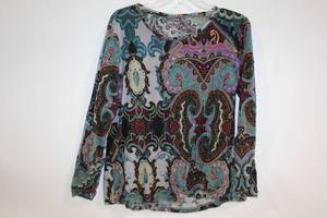 lot 292 image: Daisy Fuentes XL Paisley Print Long Sleeve Top