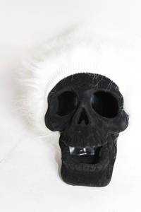 lot 320 image: Plush Faux Fur Skull Decor with White Fluffy Cover