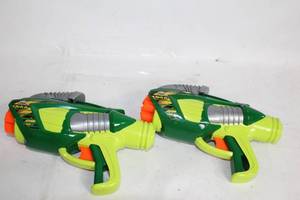 lot 347 image: Pair of Toy Water Guns in Bright Green with Orange Accents