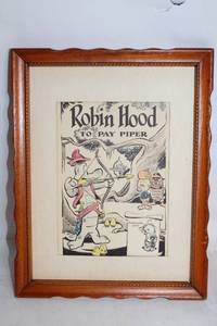 lot 380 image: Framed 1953 Robin Hood Cartoon Illustration by Porky Pine