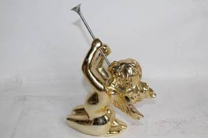 lot 381 image: Gold-Colored Angel Figurine with Trumpet