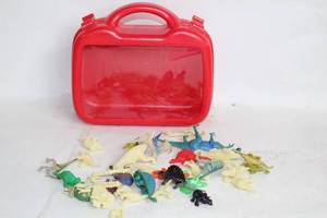 lot 417 image: Dinosaur Toy Set with Red Carrying Case