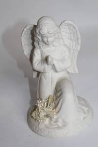 lot 444 image: Porcelain Angel Figurine with Floral Detail