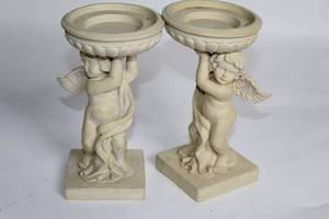 lot 451 image: Pair of Decorative Cherub Candle Holders