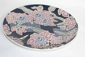 lot 459 image: Ceramic Artistic Plate Designed by Terri Rose - Cymbaline Lapis Pattern