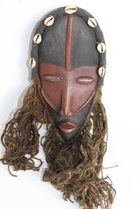 lot 482 image: Traditional African Tribal Mask with Beaded Accents