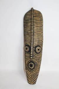 lot 483 image: Carved African Tribal Mask with Geometric Patterns