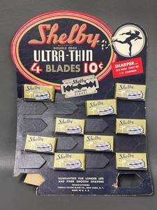 lot 10P image: Vintage Shelby Double Edge Razor Blades Display