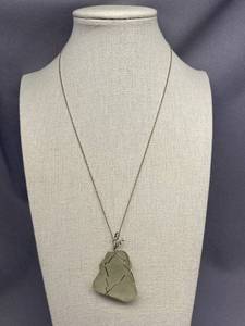 lot 2Z image: Handcrafted Sea Glass Necklace Wrapped in Sterling Silver 925