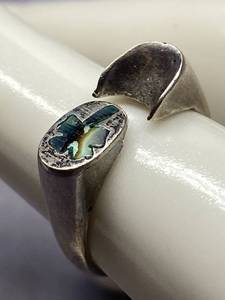 lot 27Z image: Vintage Sterling Silver 925 4 Leaf Clover Inlay Ring Size 5