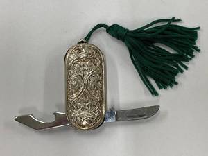 lot 36Z image: Sterling Silver 925 Engraved Multi-Tool Pocket Knife with Tassel
