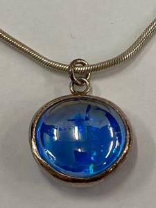 lot 44Z image: Italian Sterling Silver 925 Necklace with Blue Pendant