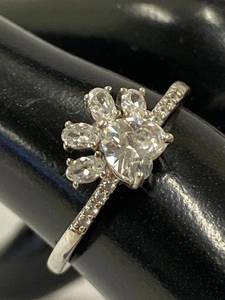 lot 46Z image: Sterling Silver Paw Design Ring 925 Gemstones Size 6