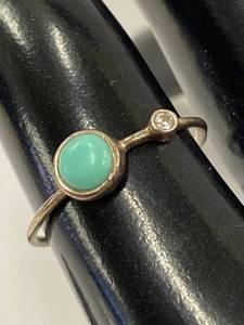 lot 50Z image: Sterling Silver 925 Turquoise Ring Size 7.75 Minimalist
