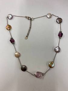 lot 69Z image: LuC Freshwater Pearl Crystal Pendant Necklace 925 Sterling Silver