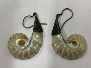 lot 71Z image: Large Sterling Silver 925 Nautilus Shell Earrings