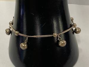 lot 79Z image: 925 Sterling Silver Jingle Bell Charm Bracelet