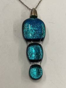 lot 80Z image: Vibrant Dichroic Glass Pendant on Sterling Silver 925 Chain