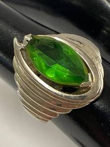 lot 88Z image: Sterling Silver 925 Green Gemstone Marquise Ring Size 6