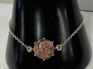 lot 99Z image: Sterling Silver 925 Pink Stone Bracelet Handmade India