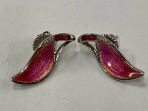 lot 105Z image: Nicole Barr Sterling Silver 925 Pink Enamel Earrings
