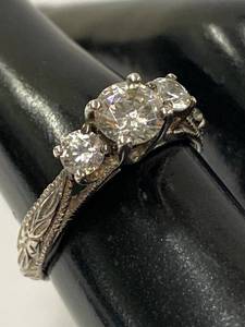 lot 108Z image: Sterling Silver 925 3 Stone Engagement Ring Size 6.75