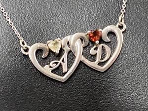 lot 109Z image: Sterling Silver 925 Heart Initials Necklace A&D