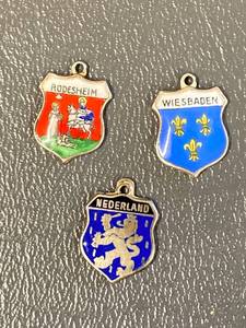 lot 129Z image: Vintage 83.5%Sterling Silver 925 Enamel Shield Charms Collection