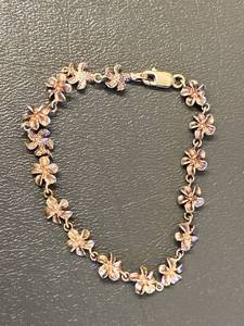 lot 149Z image: Sterling Silver 925 Floral Link Bracelet
