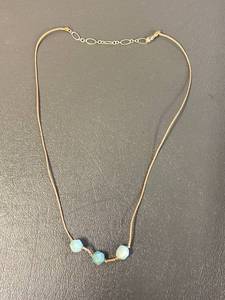 lot 150Z image: Sterling Silver 925 Hexagonal Blue Beaded Necklace