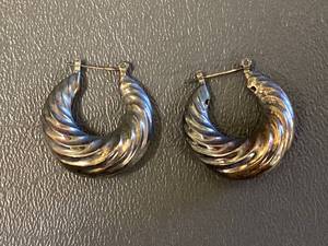 lot 151Z image: Vintage Sterling Silver 925 Twisted Hoop Earrings