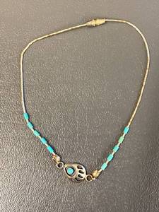 lot 156Z image: Sterling Silver 925 Turquoise Anklet - Bear Claw Design