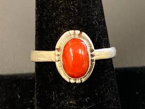 lot 160Z image: Sterling Silver Red Stone Ring 925 Size 9.5 Elegant Design