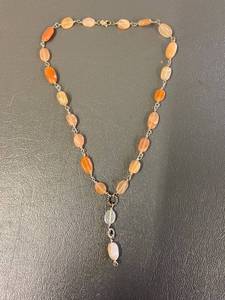lot 161Z image: Elegant Gemstone Necklace w Sterling Silver 925 Chain