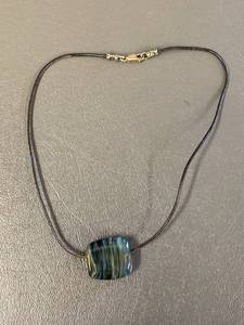 lot 162Z image: Unique Glass Pendant Necklace with Sterling Silver 925 Clasp