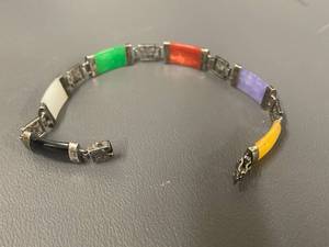 lot 113M image: Multicolor Gemstone Bracelet 925 Silver Intricate Design