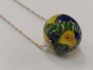 lot 124M image: Sterling Silver Necklace with Glass Bead