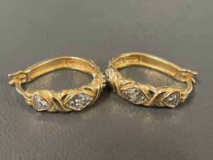lot 130M image: Gold-Plated 925 Sterling Silver Hoop Earrings