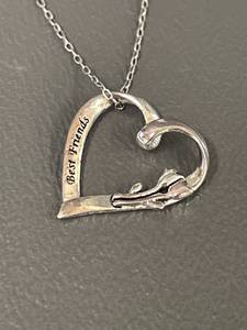 lot 131M image: Sterling Silver Heart Pendant Necklace Italy