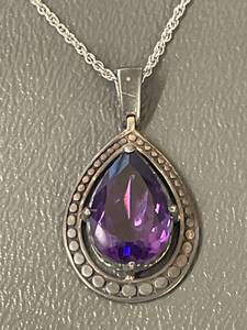 lot 132M image: Sterling Silver Amethyst Pendant Necklace ATI 925