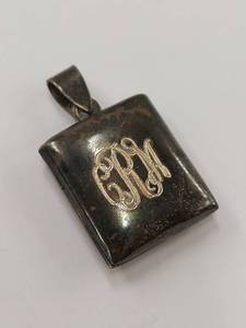 lot 138M image: Vintage Sterling Silver Monogram Locket Pendant