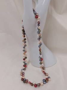 lot 160M image: Sterling Silver, Multicolored Freshwater Pearl Necklace