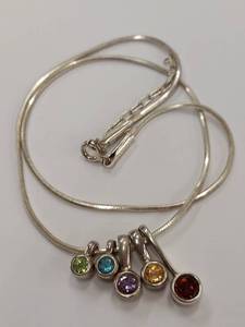 lot 162M image: Multi-Gemstone Sterling Silver Necklace