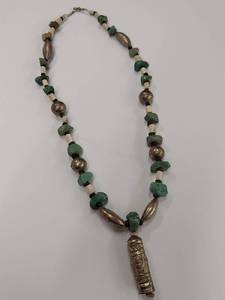 lot 180M image: Vintage Artisan Necklace with Metal Tribal Pendant