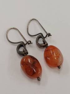 lot 185M image: Sterling Silver Earrings with Elegant Orange Stones