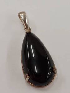 lot 194M image: Djoy Sterling Silver Black Teardrop Pendant 925