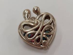 lot 200M image: Sterling Silver Heart Pendant with Miniature CZ or Glass Gemstones