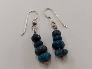lot 214M image: Sterling Silver Blue Bead Dangle Earrings