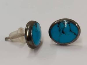 lot 219M image: Sterling Silver Turquoise Stud Earrings 925